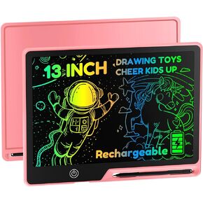 13 Inch LCD Writing Tablet for Kids, Rechargeable Erasable Doodle Board Colorful Toddler Drawing Pad, Preschool Learning Toys Christmas Birthday Gift 3 4 5 6 7 Year Old Girls Iin Black