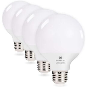 hansang G25 LED Vanity Light Bulb 5W (60W Incandescent Equivalent) 2700K Soft White,Decorative Globe Light Bulbs,E26 Base,500LM Perfect for Bathroom/Vanity Makeup Mirror,Non-Dimmable,4 Pack