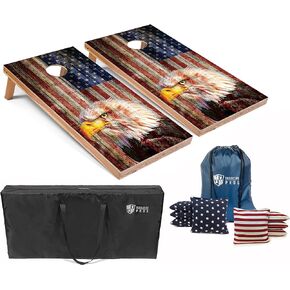 مجموعة ألواح Cornhole من Tailgating Pros مع أكياس فول وحقيبة حمل - فتحة ذرة مقاس 4 × 2 بوصة - خيارات البطولة وخفيفة الوزن - مصابيح LED اختيارية