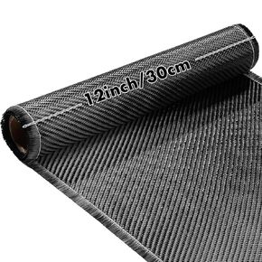 1 Roll 5 ft x 12" Carbon Fiber Fabric Roll Pure Fabric Carbon Fiber Sheet 2 x 2 Twill Weave 3k/ 220g for Cars for Structural Reinforcement on Concrete Walls, Basements, Boats DIY Projects