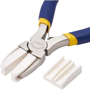 BENECREAT Double Nylon Jaw Pliers Flat Nose Pliers with Adhesive Jaws for DIY Jewelry Making Hobby Projects, Green
