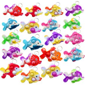 30 Packs Funny Summer Present Unique Mini Fish Assorted fidgets Bubble Toys for Kids Children Classroom Students Gifts from Teacher,Birthday Party Favors