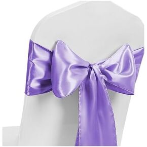 Satin Chair Sashes Bows for Wedding Reception- Universal Chair Cover Back Tie Supplies for Banquet, Party, Hotel Event,Wedding (10, Lavender)