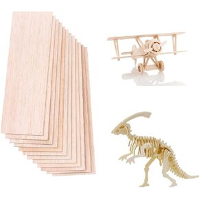 12 Pack Balsa Wood Sheets 1/16x4x6 Inch Natural Wood Color Unfinished Wood for DIY Crafts Make Models of House Airplane Ship Boat DIY Wooden Plate Model (150x100x1.5mm)