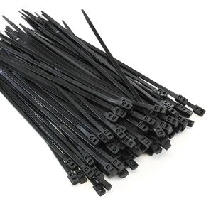100 pcs Black 12 Inches Double Loop Double Head 50 lbs Zip Cable Tie Wire & Cord Management Nylon Zip Tie