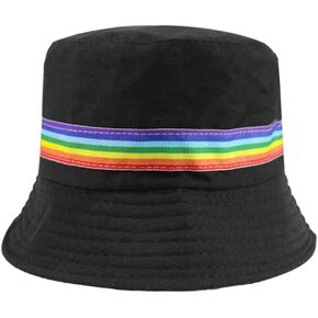 TENDYCOCO Bucket Hat Rainbow Embroidered Fashion Fisherman Hat Unisex Sun Hat with UV Protection for Men Women