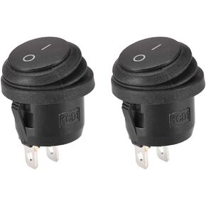 uxcell SPST Boat Rocker Switch Black Round Waterproof Toggle Switches for Boat Marine ON/OFF AC 250V/6A 125V/10A 2pcs