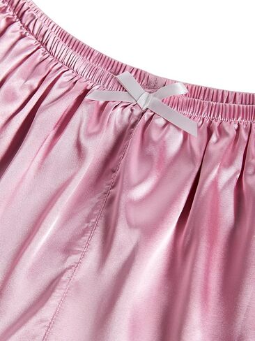 LYANER Women's Satin Pajamas Sets Short Sleeve Button Shirt Silky Sleepwear With Shorts PJs in Saudi Arabia