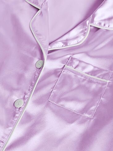 LYANER Women's Satin Pajamas Sets Short Sleeve Button Shirt Silky Sleepwear With Shorts PJs in Saudi Arabia