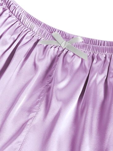 LYANER Women's Satin Pajamas Sets Short Sleeve Button Shirt Silky Sleepwear With Shorts PJs in Saudi Arabia