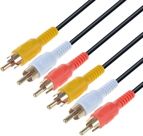 3RCA Audio/Video Composite Cable Gold Plated DVD/VCR/SAT Yellow/White/red connectors 3 Male to 3 Male (3 Feet) in Saudi Arabia