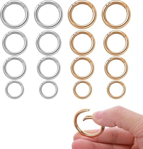 16PCS Trigger Spring O Ring, Zinc Alloy Round Carabiner Clip Snap Trigger Buckle, Hooks Clip DIY Accessories for Keyrings Buckle, Bag, Purse and Handbag (Gold, Silver) in Saudi Arabia