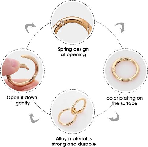 16PCS Trigger Spring O Ring, Zinc Alloy Round Carabiner Clip Snap Trigger Buckle, Hooks Clip DIY Accessories for Keyrings Buckle, Bag, Purse and Handbag (Gold, Silver) in Saudi Arabia