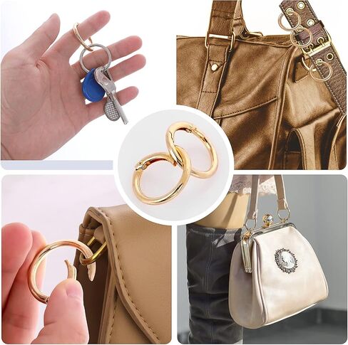 16PCS Trigger Spring O Ring, Zinc Alloy Round Carabiner Clip Snap Trigger Buckle, Hooks Clip DIY Accessories for Keyrings Buckle, Bag, Purse and Handbag (Gold, Silver) in Saudi Arabia