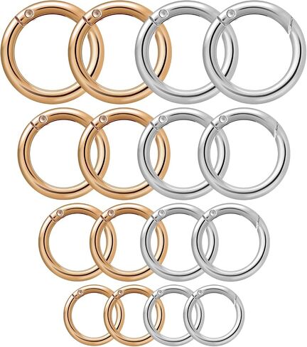 16PCS Trigger Spring O Ring, Zinc Alloy Round Carabiner Clip Snap Trigger Buckle, Hooks Clip DIY Accessories for Keyrings Buckle, Bag, Purse and Handbag (Gold, Silver) in Saudi Arabia