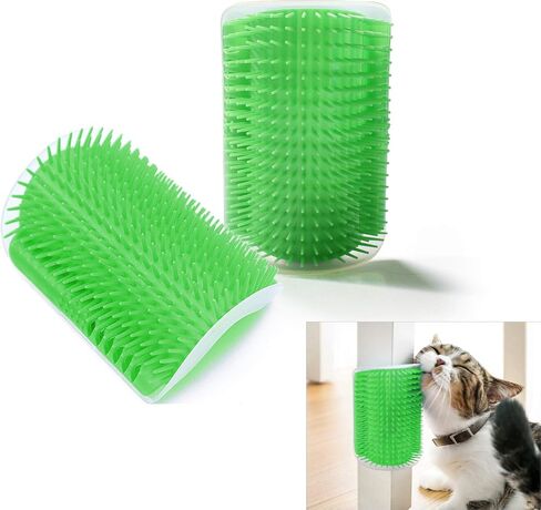 Hub's Gadget 2 Pack Cat Self Groomer, Wall Corner Massage Comb Grooming Brush (Green) in Saudi Arabia