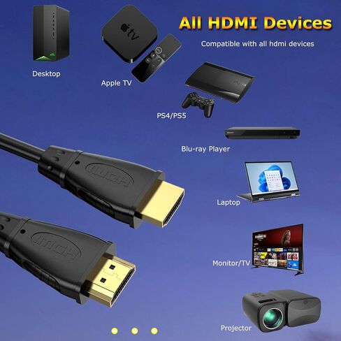كابل HDMI بطول 6 أقدام، 10 حزم، كابل 4K ARC/eARC HDMI 2.0 لمكبرات الصوت، كابلات HDMI عالية السرعة لـ HDCP 2.2، HDR، السينما، التلفزيون، PS4، PS5، Xbox، Roku، مشغل Bluray، الكمبيوتر، الشاشة والمزيد... in Saudi Arabia