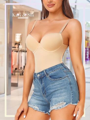 ملابس داخلية Kaei&Shi Thong، ملابس داخلية مثيرة مبطنة على شكل حرف V عميقة بدون ظهر للنساء، بدلة مشد للجسم in Saudi Arabia