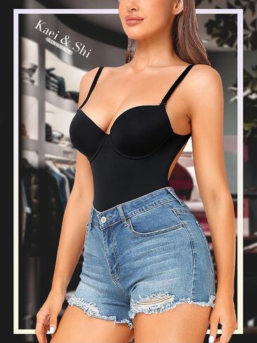 Kaei&Shi Thong Shapewear,Deep V Padded Underwire Backless Sexy Bodysuit Top for Women,Corset Body Suit in Saudi Arabia