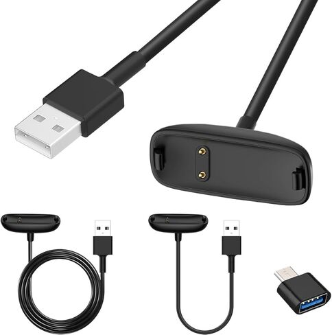 شاحن بديل لكابل شحن Fitbit Inspire 3، سلك USB إلى قاعدة توصيل للساعة الذكية لتتبع اللياقة البدنية، ملحقات سلك إمداد الطاقة للساعة، مع محول USB من النوع C، 3.3 قدم/1.0 قدم، قطعتان in Kuwait