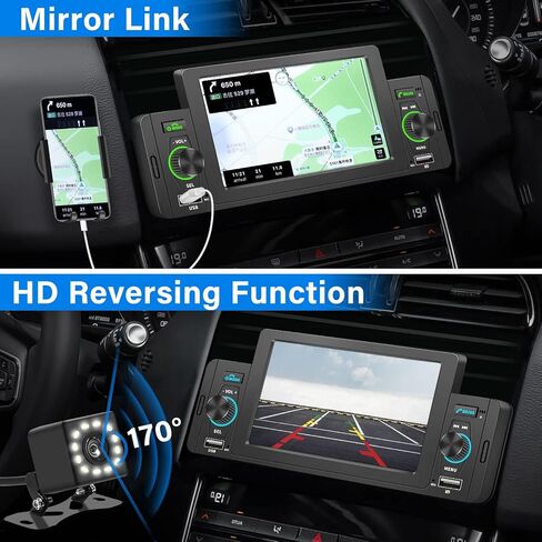 5 Inch Single Din Car Stereo with Apple Carplay/Android Auto,Single Din Carplay Touchscreen Car Stereo with Mirror Link Support Backup Camera/Bluetooth Handsfree/FM/AUX/TF/USB/EQ in Kuwait
