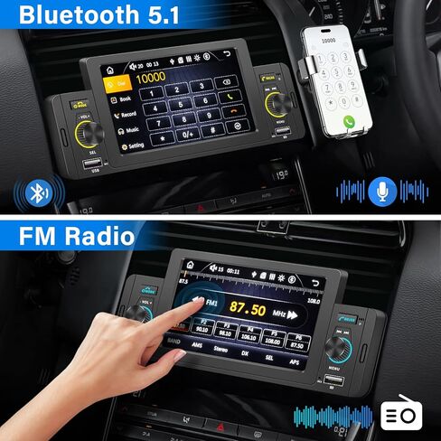 5 Inch Single Din Car Stereo with Apple Carplay/Android Auto,Single Din Carplay Touchscreen Car Stereo with Mirror Link Support Backup Camera/Bluetooth Handsfree/FM/AUX/TF/USB/EQ in Kuwait