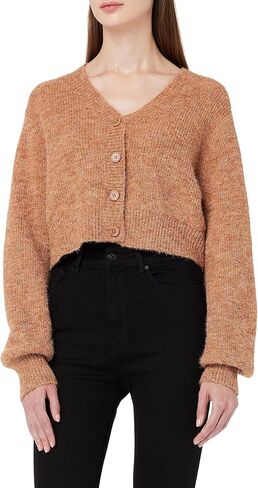 Women's Cardigan Sweaters Open Front Cropped Cardigan Button Up Chunky Knit Sweaters V-Neck Cute Short Sweater Tops in Saudi Arabia