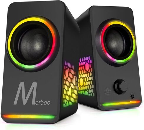 Computer PC Speakers, Dynamic RGB Gaming Speakers with Volume Control, HiFi Stereo Sound Quality 3.5mm AUX Desktop Speakers, USB Powered Monitor Speakers for PC,Laptops,Desktops,Phone,Game Machine in Kuwait
