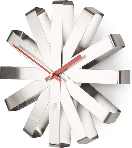 Umbra 118070-040 Ribbon Modern 12-inch, Battery Operated Quartz Movement, Silent Non Ticking Wall Clock, Black in Saudi Arabia