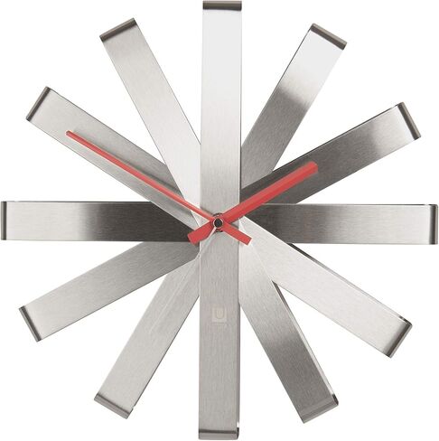 Umbra 118070-040 Ribbon Modern 12-inch, Battery Operated Quartz Movement, Silent Non Ticking Wall Clock, Black in Saudi Arabia