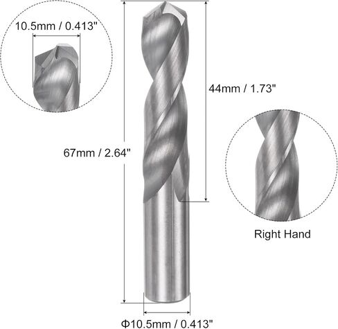 uxcell Solid Carbide Drill Bit, 10mm (0.394") YG6X/C3 Micro-Grain Tungsten Carbide Jobber Twist Drill Bits Straight Shank for Drilling Stainless Steel Aluminum Metal Plastic in Saudi Arabia
