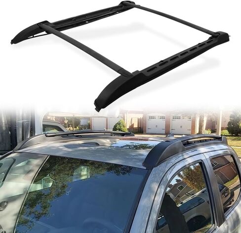 قضيب متقاطع للسكك الحديدية على السقف لسيارة Toyota Tacoma 2005-2022 من الألومنيوم باللون الأسود in Kuwait