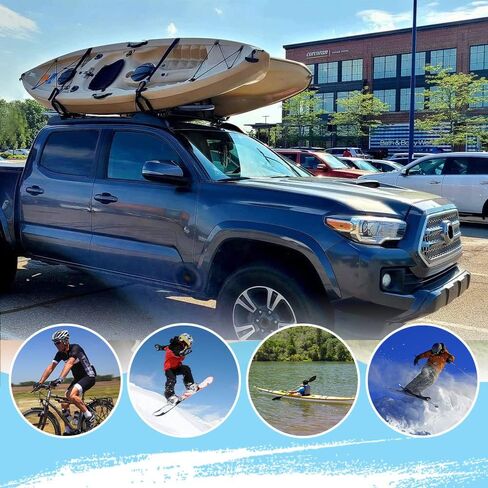 قضيب متقاطع للسكك الحديدية على السقف لسيارة Toyota Tacoma 2005-2022 من الألومنيوم باللون الأسود in Kuwait