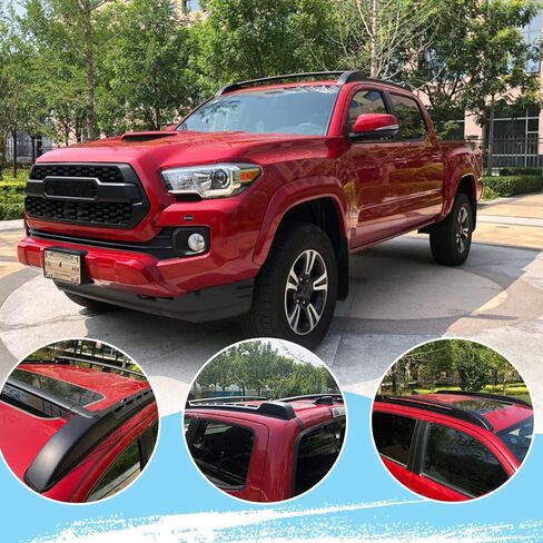 قضيب متقاطع للسكك الحديدية على السقف لسيارة Toyota Tacoma 2005-2022 من الألومنيوم باللون الأسود in Kuwait