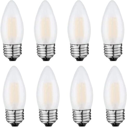 E26 Candelabra Light Bulbs Frosted Chandelier Light Bulbs 25watt Equivalent 2700K Warm White B11 Torpedo Tip Dimmable 2W LED Decorative Candle Light Bulbs (6) in Saudi Arabia