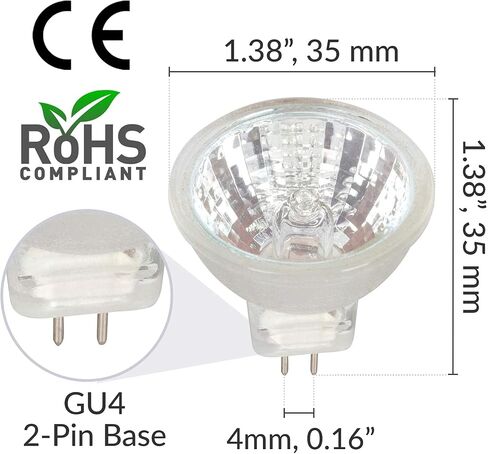 مصابيح الإضاءة Simba Lighting MR11 Halogen 20W 12V FTD (10 عبوات) 2-Pin 220lm للمناظر الطبيعية واللهجة وأضواء المسار والألياف البصرية، قاعدة GU4 Bi-Pin، غطاء زجاجي، أبيض دافئ 2700K عاكس للضوء in Saudi Arabia