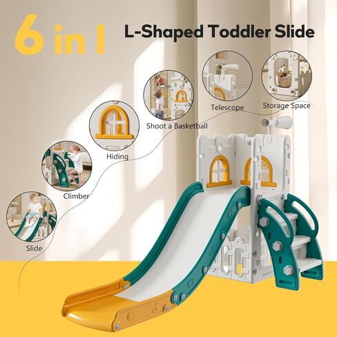 Toddler Slide,Kids Slide Playset for Toddler,Indoor Outdoor Slide Toddler Playset with Storage Space and Non-Slip Steps,Gifts for Boys and Girls 1-3 Years in Saudi Arabia