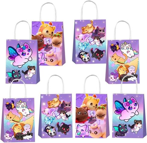 12pcs Meemeows Party Favor Gift Bags with Handles, Meemeows Birthday Party Supplies for Kids Party Decorations in Kuwait