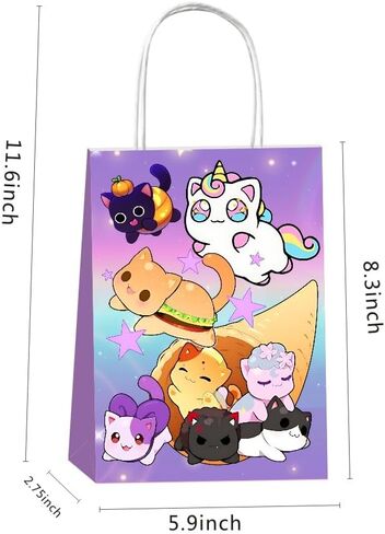 12pcs Meemeows Party Favor Gift Bags with Handles, Meemeows Birthday Party Supplies for Kids Party Decorations in Kuwait