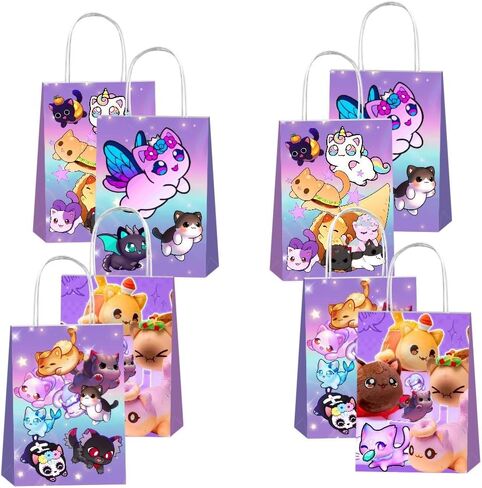 12pcs Meemeows Party Favor Gift Bags with Handles, Meemeows Birthday Party Supplies for Kids Party Decorations in Kuwait