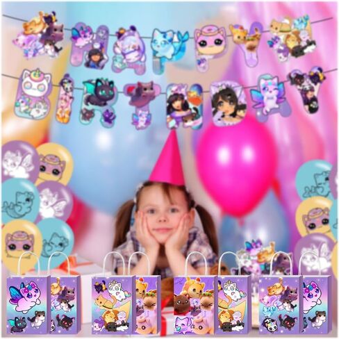 12pcs Meemeows Party Favor Gift Bags with Handles, Meemeows Birthday Party Supplies for Kids Party Decorations in Kuwait