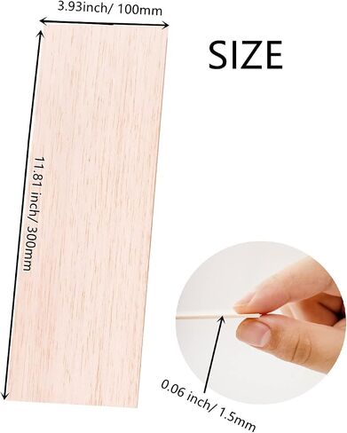 12 Pack Balsa Wood Sheets 1/16x4x6 Inch Natural Wood Color Unfinished Wood for DIY Crafts Make Models of House Airplane Ship Boat DIY Wooden Plate Model (150x100x1.5mm) in Saudi Arabia