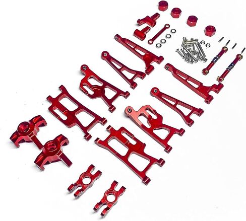 قطعة غيار معدنية مطورة لسيارة Hyper Go H14BM MJX 14210 14209 1/14 بدون فرش سيارات RC، مجموعة ذراع التأرجح لكأس التوجيه وأعمدة الجسم لبرج الصدمات (أحمر، براغي) in Kuwait