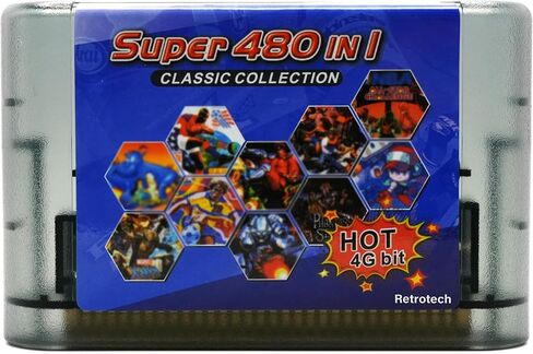 Retrotech 480 In 1 Classic Collection خرطوشة ألعاب متعددة لوحدة تحكم Sega Genesis - أسود شفاف in Kuwait