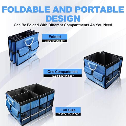 wattstar Trunk Organizer With Isulated Grocery Bag, Black Car Organizer, Collapsible Car Trunk Organizer For SUV, Sedan And Truck, Car Storage Organizer With Aluminum Alloy Handle For Men And Women in Kuwait