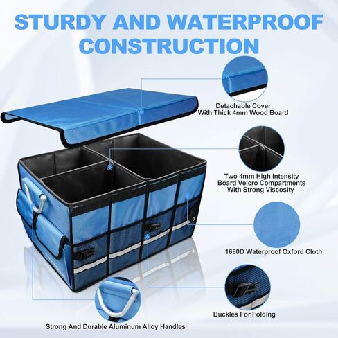 wattstar Trunk Organizer With Isulated Grocery Bag, Black Car Organizer, Collapsible Car Trunk Organizer For SUV, Sedan And Truck, Car Storage Organizer With Aluminum Alloy Handle For Men And Women in Kuwait