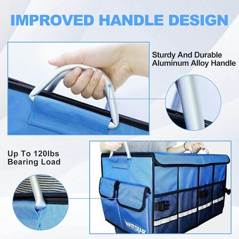 wattstar Trunk Organizer With Isulated Grocery Bag, Black Car Organizer, Collapsible Car Trunk Organizer For SUV, Sedan And Truck, Car Storage Organizer With Aluminum Alloy Handle For Men And Women in Kuwait