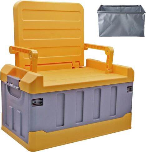 Trunk Organizer with Lid for Car, 60L Seatable Camping Organizer with Waterproof Bag, Multifunctional Collapsible Camping Storage Box for Outdoor Picnic, Car, Clothes,Toy (Blue) in Saudi Arabia