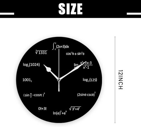 ساعات حائط تعمل بالبطارية 12 بوصة، عالم رياضيات رياضي، ديكور منزلي صامت للحمام، غرفة المعيشة، غرفة النوم in Kuwait