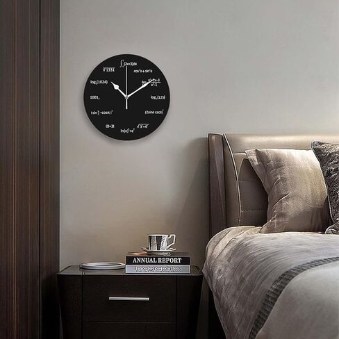 ساعات حائط تعمل بالبطارية 12 بوصة، عالم رياضيات رياضي، ديكور منزلي صامت للحمام، غرفة المعيشة، غرفة النوم in Kuwait
